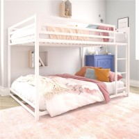 Dhp Miles Low Metal Bunk Bed Frame For Kids With Builtin Ladder High Guardrail And Metal Slats Floor Bed Bottom Bunk No Box