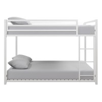 Dhp Miles Low Metal Bunk Bed Frame For Kids With Builtin Ladder High Guardrail And Metal Slats Floor Bed Bottom Bunk No Box