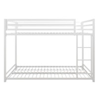 Dhp Miles Low Metal Bunk Bed Frame For Kids With Builtin Ladder High Guardrail And Metal Slats Floor Bed Bottom Bunk No Box