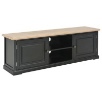Vidaxl Tv Stand, Tv Unit For Living Room, Sideboard With Compartment, Tv Console Media Unit Cupboard, Farmhouse Scandinavian, Black Wood