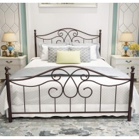 Yerperfo Vintage Sturdy Metal Bed Frame Queen Size With Vintage Headboard And Footboard Platform Base Bed Frame No Box Spring Needed Steel Bedantique Brownqueen