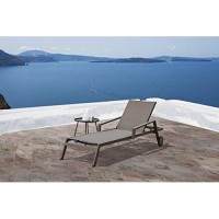 Whiteline Modern Outdoor Living Bondi Outdoor Stackable Chaise In Matte White Or Taupe Powder-Coated Aluminum Frame And Sling Seat With Adjustable Back And 2 Black Wheels, Set Of 2