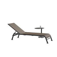 Whiteline Modern Outdoor Living Bondi Outdoor Stackable Chaise In Matte White Or Taupe Powder-Coated Aluminum Frame And Sling Seat With Adjustable Back And 2 Black Wheels, Set Of 2