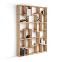 Mobili Fiver, Iacopo M Bookcase (63.31 X 93.07 In), Rustic Oak, Storage Bookcase, Modern Bookshelf For Living Room, Office, Italian Furniture