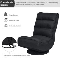 Giantex 360 Degree Swivel Gaming Chair, 6 Position Adjustable Folding Floor Chair, 300Lb Spring Support, Comfortable Padded Backrest, Lazy Sofa Chair Game Rocker For Teens Adults (Black)