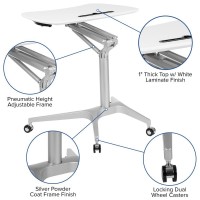 Mobile Sit-Down, Stand-Up White Computer Ergonomic Desk With 28.25