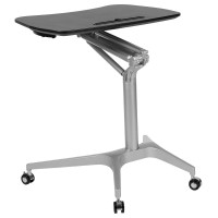 Mobile Sit-Down, Stand-Up Black Computer Ergonomic Desk With 28.25