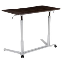 Sit-Down, Stand-Up Dark Wood Grain Computer Ergonomic Desk With 37.375