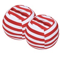 Miaowater 2 Pcs Stuffed Animal Storage Bean Bag Chair Cover, Cotton Canvas Beanbag With Zipper For Organizing Kid'S And Adults Room Red 24