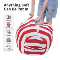 Miaowater 2 Pcs Stuffed Animal Storage Bean Bag Chair Cover, Cotton Canvas Beanbag With Zipper For Organizing Kid'S And Adults Room Red 24