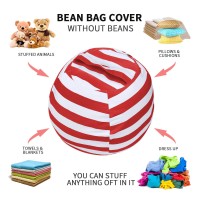 Miaowater 2 Pcs Stuffed Animal Storage Bean Bag Chair Cover, Cotton Canvas Beanbag With Zipper For Organizing Kid'S And Adults Room Red 24