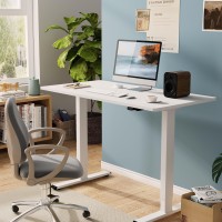 Flexispot Electric Standing Desk Whole Piece 48 X 30 Inch Desktop Adjustable Height Desk Home Office Computer Workstation Sit Stand Up Desk (White Frame + White Top, 2 Packages)
