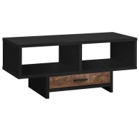 Monarch Specialties Drawer Shelves Rectangular cocktail Accent coffee Table 43 L BlackBrown Reclaimed Wood Look