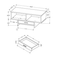 Monarch Specialties Drawer Shelves Rectangular cocktail Accent coffee Table 43 L BlackBrown Reclaimed Wood Look