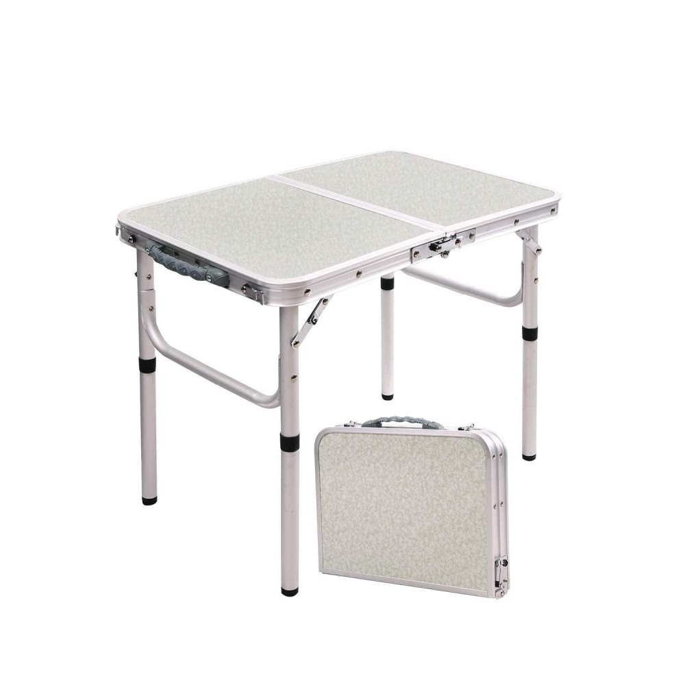 Redswing Small Folding Table Portable 2 Feet, Small Foldable Table Adjustable Height, Lightweight Aluminum Camping Table, 15.7 In X 23.6 In X 19 In