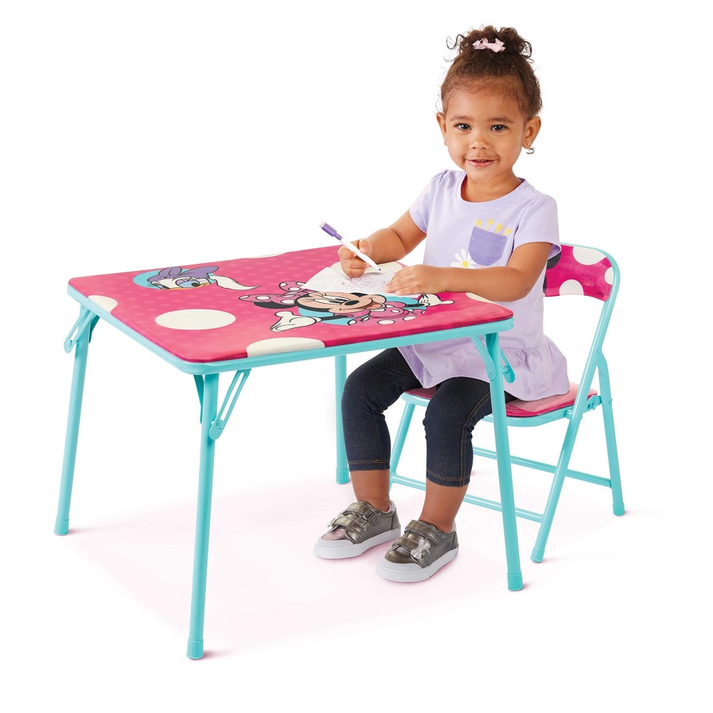 Jakks Pacific Minnie Jr Activity Table Set With One Chairs ,Teal And Red