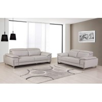 Homeroots 71 X 42 X 31 Modern Light Gray Leather Sofa And Loveseat