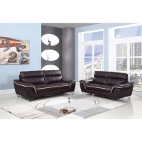 Homeroots 69 X 36 X 40 Modern Brown Leather Sofa And Loveseat