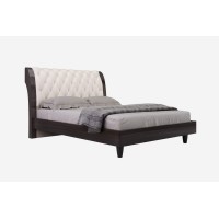 Homeroots Furniture 79 X 80 X 47 Modern California King Beige High Gloss Bed