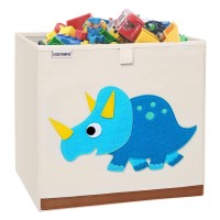 Dodymps Foldable Animal Toy Storage Bins/Cube/Box/Chest/Organizer For Kids & Nursery, 13 Inch (Cute Triceratops)