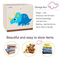 Dodymps Foldable Animal Toy Storage Bins/Cube/Box/Chest/Organizer For Kids & Nursery, 13 Inch (Cute Triceratops)