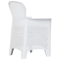 Vidaxl Patio Chairs 2 Pcs, Patio Dining Chair With Cushion, All Weather Patio Furniture Single Chair For Deck Garden, White Plastic Rattan Look