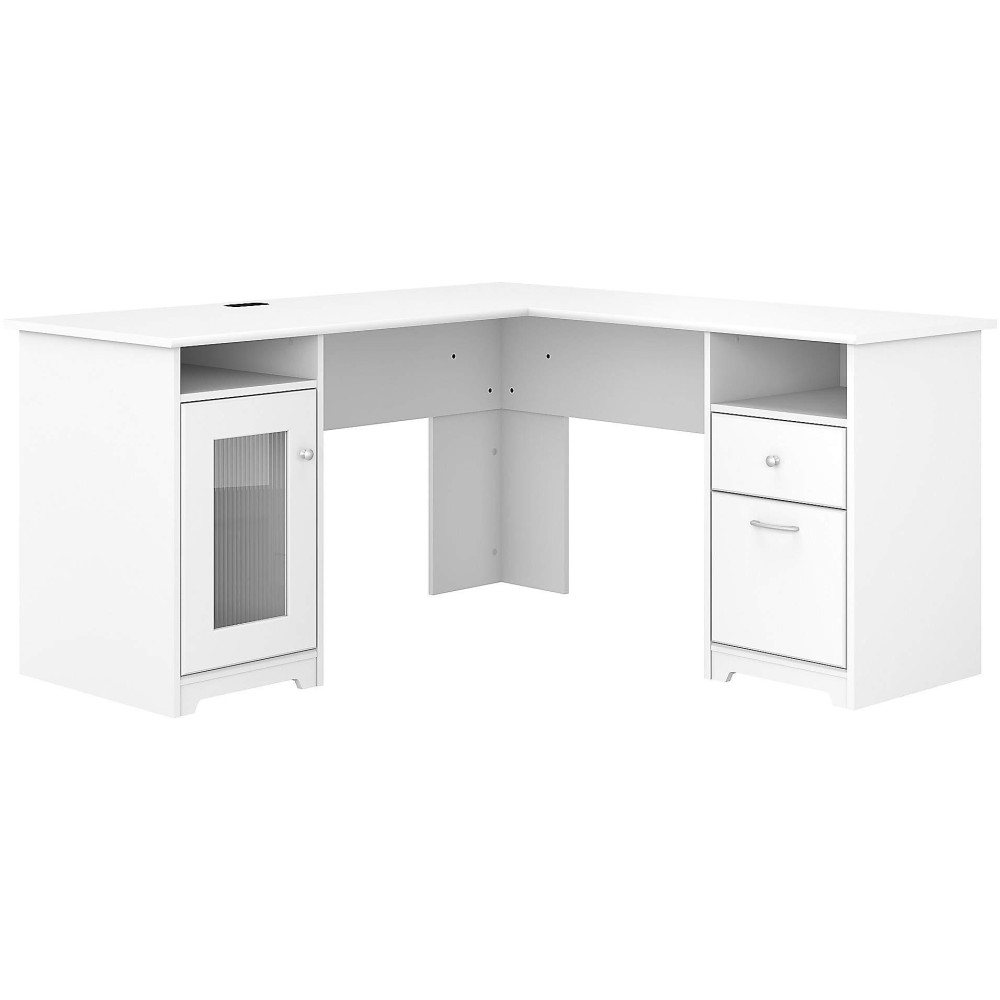 Bush Furniture Cabot L Shaped Computer Desk In White | Corner Table With Drawers And Storage For Personal Home Office Workspace