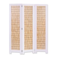 Homeroots 47 X 15 X 67 3 Panel White Wood Wicker Screen