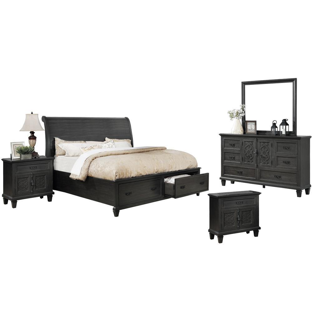 Sleigh 5 Piece Bedroom Set with extra Night Stand California King