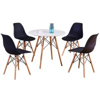 Best Master Furniture Mickey 175 Plastic Dining Chair in Black Set of 4