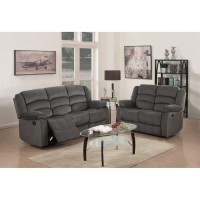 Homeroots Fabric 60 X 35 X 40 Modern Gray Leather Sofa And Loveseat