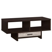 Monarch Specialties Drawer & Shelves Rectangular Cocktail Accent Coffee Table, 43 L, Cappuccinotaupe Reclaimed Wood Look