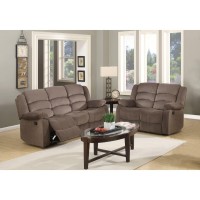 Homeroots Fabric 60 X 35 X 40 Modern Brown Leather Sofa And Loveseat