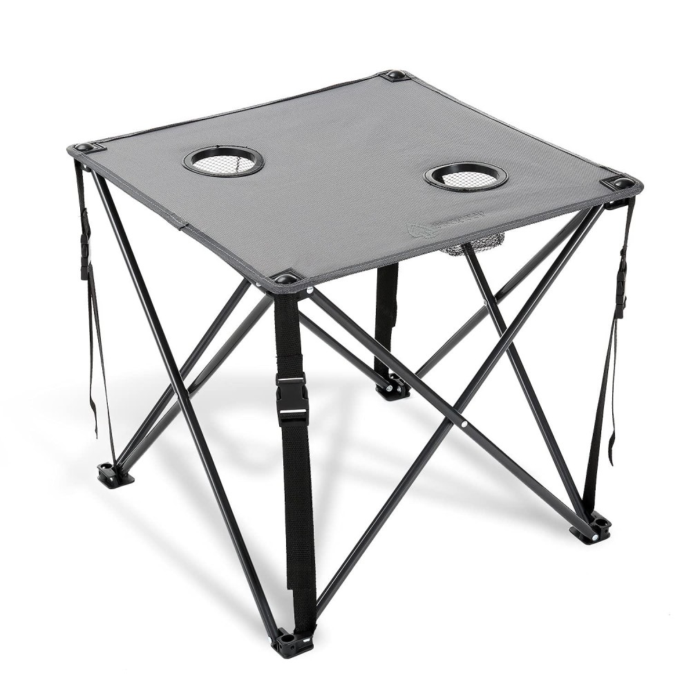 Arrowhead Outdoor 26 (66Cm) Heavy-Duty Portable Camping Folding Table, 2 Cup Holders, Compact, Square, Carrying Case Included, Steel Frame, High-Grade 600D Canvas, Usa-Based Support