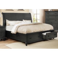 Sleigh California King Bed in Rustic Grey