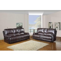 Homeroots Leather 76 X 40 X 41 Modern Brown Sofa With Console Loveseat