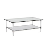 Acrylic Glass Rectangle Coffee Table wGlass Lower Shelf