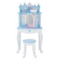 Teamson Kids Dreamland Princess Play Vanity Set With Mirror, Shelf, Storage Drawer, Stool, And Accessories For 12