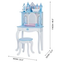 Teamson Kids Dreamland Princess Play Vanity Set With Mirror, Shelf, Storage Drawer, Stool, And Accessories For 12