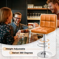 Homall Bar Stools Modern Pu Leather Adjustable Swivel Barstools Armless Hydraulic Kitchen Counter Bar Stool Extra Height Square