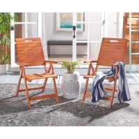 Safavieh Pat7060A-Set2 Outdoor Collection Rence Natural Brown Folding (Set Of 2) Patio Chair