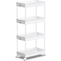 Spacekeeper Storage Cart 4Tier Mobile Shelving Unit Bathroom Rolling Cart Utility Storage Organizer Shelf For Kitchen Living