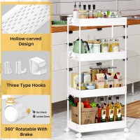 Spacekeeper Storage Cart 4Tier Mobile Shelving Unit Bathroom Rolling Cart Utility Storage Organizer Shelf For Kitchen Living