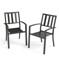 Phi Villa Wrought Iron Patio Outdoor Dining Chairs, Portable Black Outdoor Patio Chairs Set Of 2, Stackable Indoor Outdoor Bistro Deck Metal Chairs For Garden Backyard Lawn, Support 300 Lbs
