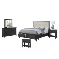 Sandy Platform 5 Piece Bedroom Set with extra Night Stand Queen