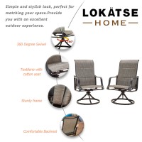 Lokatse Home Outdoor Patio Dining Chair Swivel Sling Rocker Set With Steel Metal Frame (Set Of 2), Grey