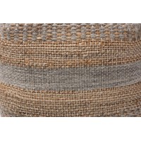 Baxton Studio Grange Moroccan Inspired Natural And Grey Handwoven Hemp Pouf Ottoman