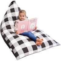 Stuffed Animal Bean Bag Storage - Machine Washable Bean Bag Chair For Kids - Extra Large Cover For Stuffing With Plush Toys, Pillows, Soft Items - Stuffed Animal Holder For Boys & Girls - Gingham
