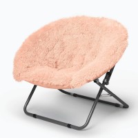 Urban Shop Mongolian Faux Fur Oversized Saucer Chair, Blush