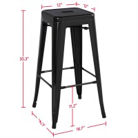 Yaheetech 30 Inches Metal Bar Stools High Backless Stools Bar Height Stools Patio Furniture Indoor/Outdoor Stackable Kitchen Stools Dining Chair Set Of 4